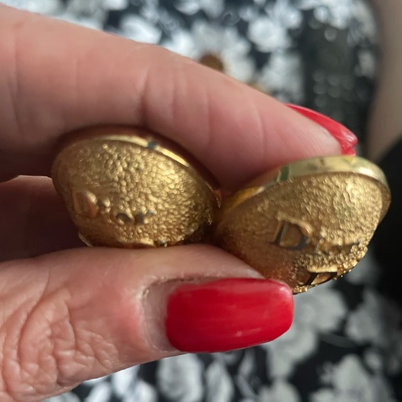 Vintage Christian Dior monogram gold costume clip on earrings - Picture 4 of 5